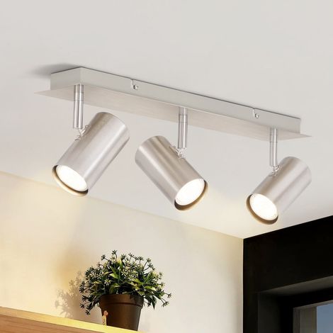 GBLY Lámpara de Techo LED GU10 de 3 Luces - Foco de Techo Giratorio de 330° en Níquel,  Moderna, Focos de Techo, Aplique de Pared para Cocina, Sin Bombilla