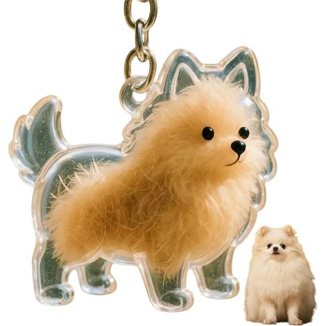 Llavero/colgante conmemorativo para recoger pelo de perro, botella conmemorativa con forma de perro, cápsula para recoger pelo de mascota, recuerdo de cremación de pelo de mascota (Pomerania)