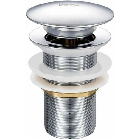 autres – Bonde de lavabo pop-up sans trop-plein – Laiton chromé – Mécanisme bouton poussoir – Diamètre 66mm – Hauteur 78mm – Raccord G 1-1/4 (1/5)