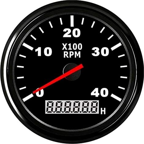 85 mm Boots-Drehzahlmesser, 4000 U/min, wasserdicht, für Auto, LKW, Boot, Dieselmotor, 0–4000 U/min, Boots-U/min, Drehzahlmesser, Außenbordmotor, 9–32 V (4000 U/min, Schwarz)