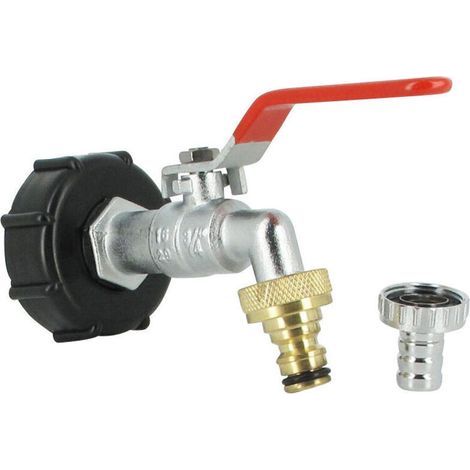 Raccord cuve eau S60X6 - Robinet laiton chromé 15 mm + Nez 20x27 (1/4)