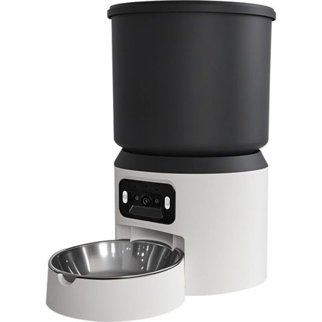 1 distributeur automatique nourriture animaux 4 L, minuterie programmable 4 repas/jour, acier inoxydable 304, pour chats et chiens