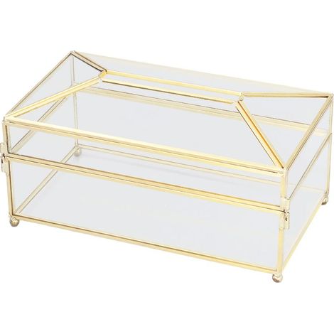 Boîte de rangement décorative en verre pour serviettes, élégante et transparente, idéale pour la maison ou un mariage. (1/5)