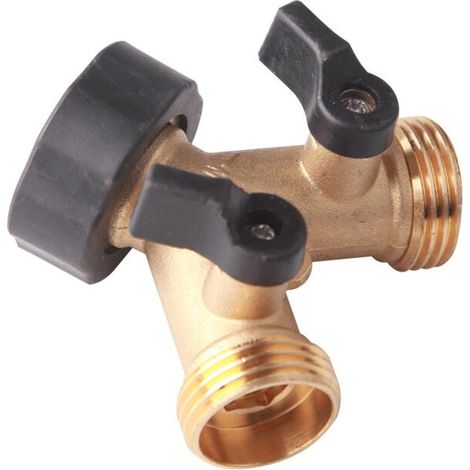 SHINING HOUSE Grifo doble para lavadora, divisor de grifo de jardín de latón, conector en Y, 3/4 de pulgada para conectar 2 electrodomésticos, grifo de doble salida (1/5)