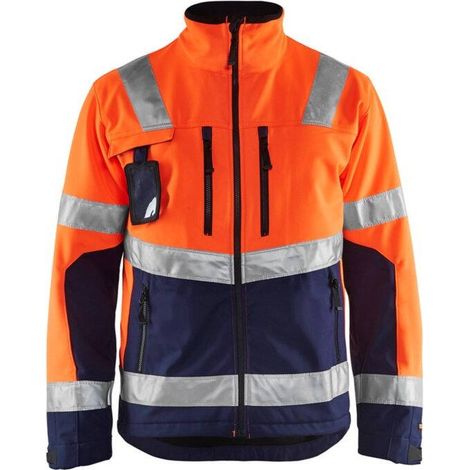 Giacca da lavoro softshell alta visibilità 4900 - Arancione fluorescente/Marine XXL (1/5)