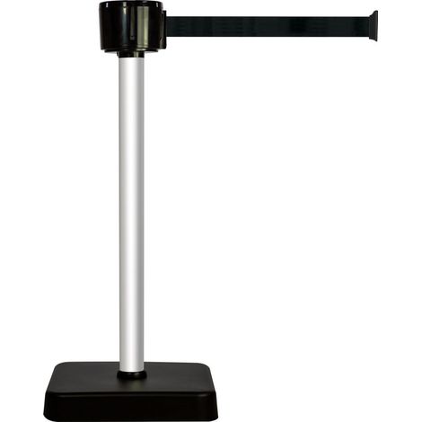 Poteau alu anodisé à sangle grande longueur noir 12m x 50mm sur socle mobile - 2810111 (1/2)