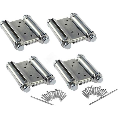 Charnières de porte battante en acier inoxydable, 2 paires,3 pouces pour comptoir de café de salon, Double Action, réglable, fermeture automatique parfaite (1/3)