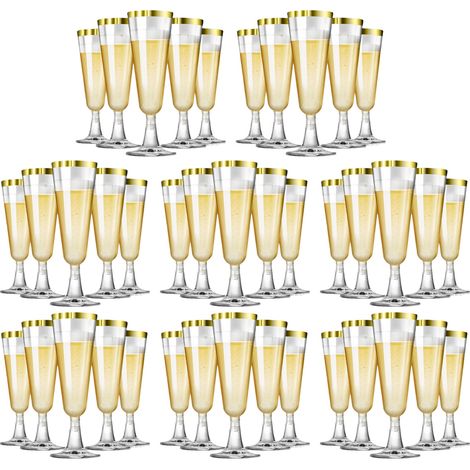 Flûtes à champagne et verres à mimosa en plastique (lot de 40), verres à champagne jetables en acrylique transparent pour mariages et cocktails (vente en gros). (1/5)