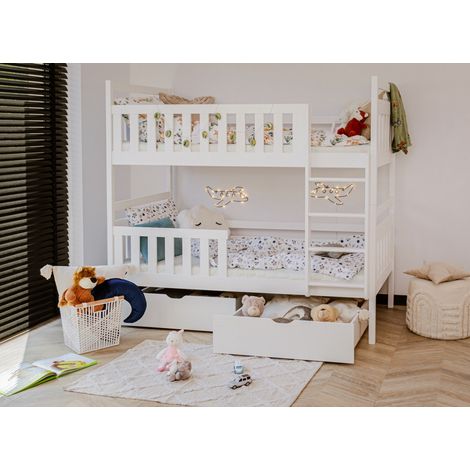 Letto a castello Damien White 90x200 con base e cassettiera inclusi (1/5)