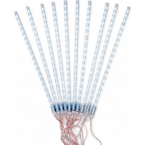 Guirlande LED Pluie de Météores, 10 Tubes Blancs Étanches pour Décoration de Noël Extérieure, Alimentation Secteur, 6 W (1/5)