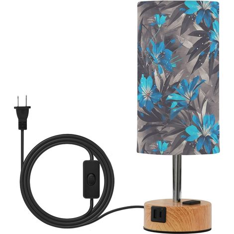 linqin Petite lampe de table tropicale bleu foncé avec abat-jour (1/5)