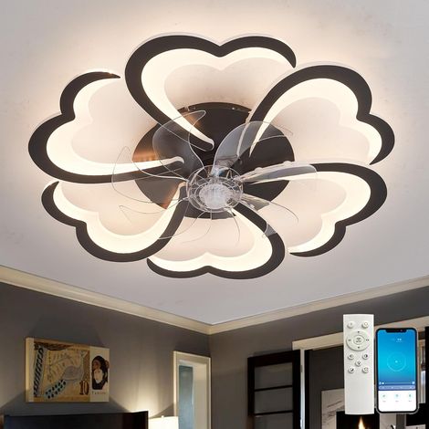 Fleur Ventilateur de Plafond avec Telecommande,pour Le Salon Blanc DC 6 Vitesses Lampe Ventilateur Plafond,App,Led Dimmable,Fonction Mémoire Silencieux,de La Chambre À Coucher, (1/5)
