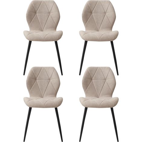 4er-Set Esszimmerstühle aus Leinen, gepolstert, beige (1/5)