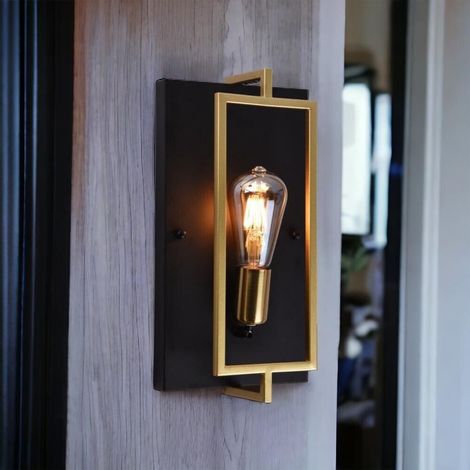 Applique Da Parete Lampada Stile Industriale In Metallo Nero Bronzo E27 Aq63 (1/4)