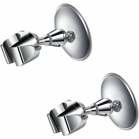 RHG Support de pomme de douche,support de douche à main réglable Support mural de douche chromé pour tuyau de douche standard2Pcs (1/5)