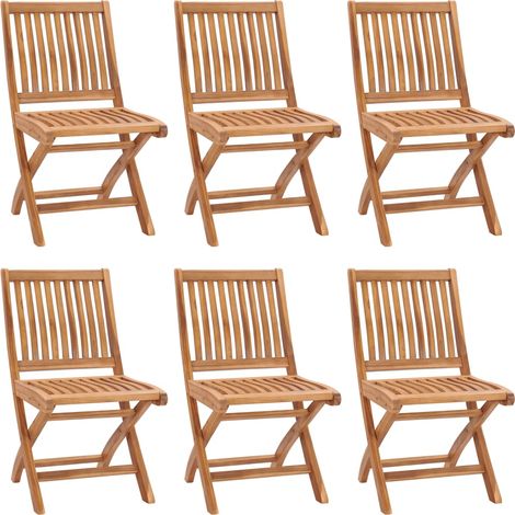 Chaises pliables de jardin avec coussins 6 pcs Bois de teck 24 (1/5)