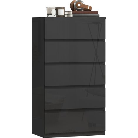 HOMCOM Bedroom Chest of Drawers, 5 Drawers Dresser, Drawer Unit, Black