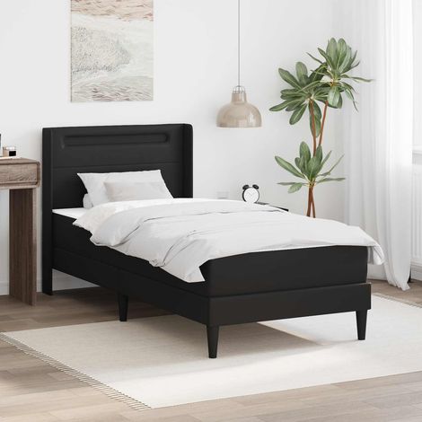 vidaXL Struttura letto con materasso Nero 90 x 190 cm Pelle Sintetica (1/5)