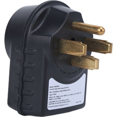Adaptateur de prise 3150J avec protection contre les surtensions 125/250 V pour camping-cars et caravanes, 50 A mâle vers 50 A femelle, et indicateur LED. (1/5)