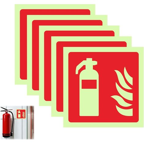 5 Pcs Panneau Extincteur, 15 x 15 cm Panneau Incendie Extincteur, Panneaux de Sécurité, Panneaux Signalétique Extincteurs Incendie Adhésifs pour commerces bureaux Extérieurs Intérieurs (1/5)