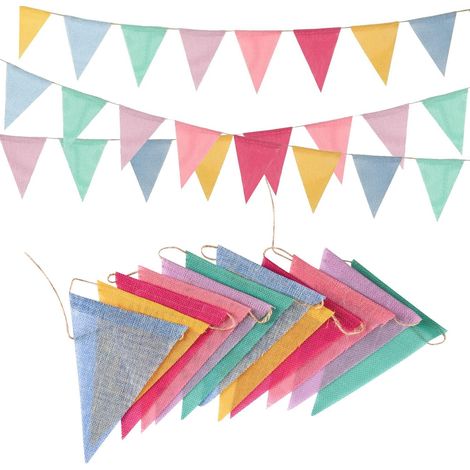 Guirlande Fanions - 16M - Tissu Multicolore - Décoration Extérieure - Jardin Mariage Fête (1/5)
