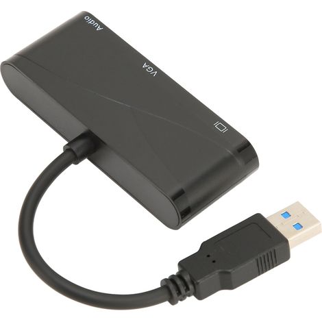 Interface multimédia USB vers HD 2 en 1 Noir 1080p 60 Hz 5 Gbit/s Adaptateur USB 3.0 vers VGA pour réunions et divertissement (1/4)
