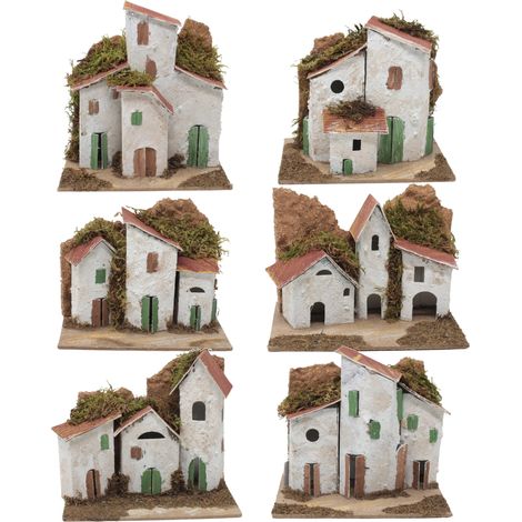 Case in sughero Presepe Confezione 6 Modelli 15x10 cm 85440 (1/5)