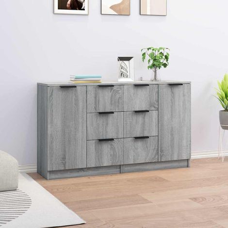 vidaXL Buffets 2 pcs Sonoma gris 60x30x70 cm Bois d'ingénierie (1/5)