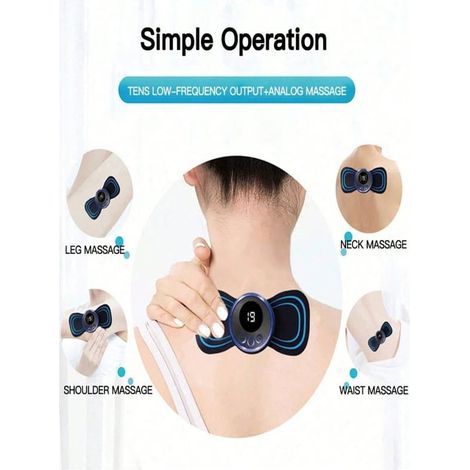 AquaForge EMS-Elektromassagegerät mit LCD-Bildschirm für Nacken und Rücken, 8 pulsierende Muskelstimulationsmodi