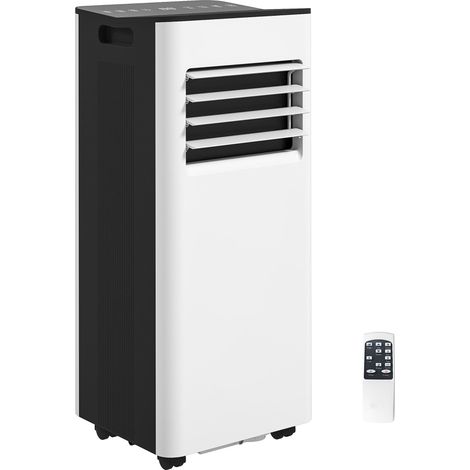 Climatiseur portable 3 en 1 9000 BTU avec télécommande, panneau LED, minuterie, 2 vitesses, pour 28 m², blanc (1/5)