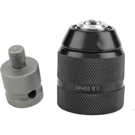 Perceuse à main entièrement métallique, mandrin autobloquant de 10 mm à serrage manuel, conversion pour marteau perforateur électrique, poignée hexagonale ronde (ensemble de 2 pièces : tige de connexi (1/5)