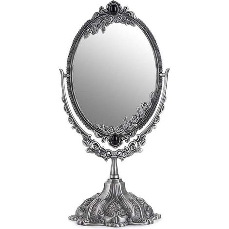 miroir de maquillage miroir decoratif vintage ovale et double face miroirargente (1/5)