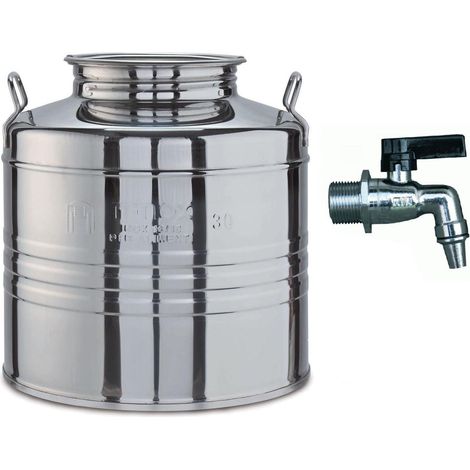 Contenitore in acciaio inox AISI 304 "Made in Italy" per olio d'oliva -20 Lt / Senza rubinetto (1/5)