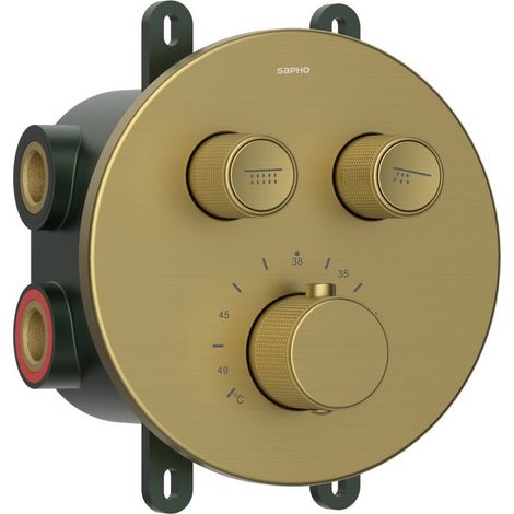 Mitigeur thermostatique de douche à encastrer SMART SELECT, coffret, 2 sorties, or mat (1/4)