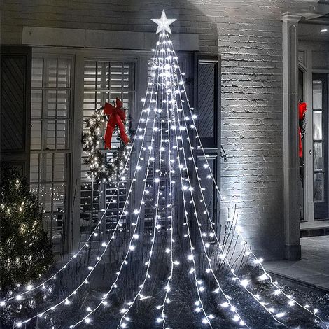 Guirlande Lumineuse Sapin de Noël Avec Etoile, 2M9 Branche 198 LEDs Guirlande Lumineuse Arbre Noël avec 8 Modes d'Eclairage, Télécommande, Etanche USB Guirlande Lumineuse de Noël (1/5)
