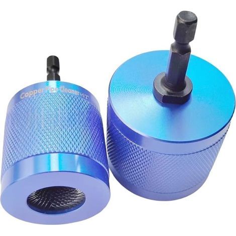 Ensemble de nettoyeur de tuyaux pour tuyaux en cuivre et métal, 1,27 cm et 1,9 cm, têtes de brosse remplaçables en acier inoxydable avec tige hexagonale, corps en aluminium léger, compatible avec (1/5)
