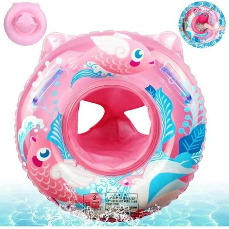 (Glückverheißender rosa Fisch) Babyschwimmring, aufblasbarer Schwimmring mit Sitz für Babys/Kinder von 6 bis 36 Monaten, Babyschwimmring (1/4)
