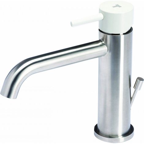 Rubinetto Miscelatore Monocomando Lavabo con Scarico in Acciaio Inox Maniglia Perla (1/2)