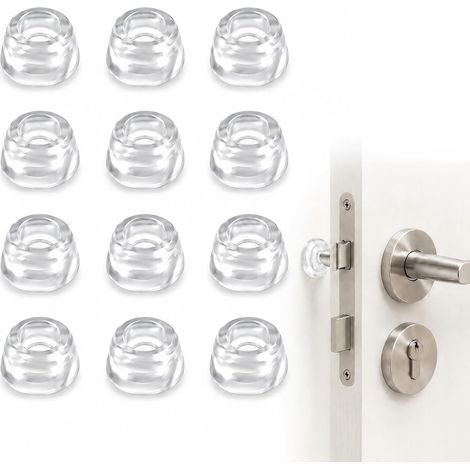 12pcs Self Adhesive Wall Door Stoppers, Diameter 22mm x 10mm, Rubber Dampers, Anti Slide, Noise and Vibration, for Cabinets, Furniture, Speakers, Door Handles (Transparent) (1/5)