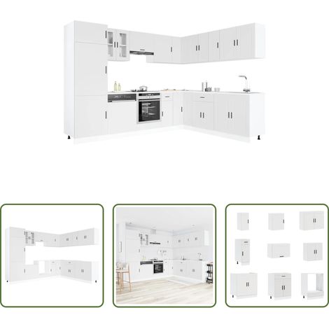 vidaXL Küchenregal - 14-tlg. Küchenschrank-Set Porto Weiß Holzwerkstoff (1/5)