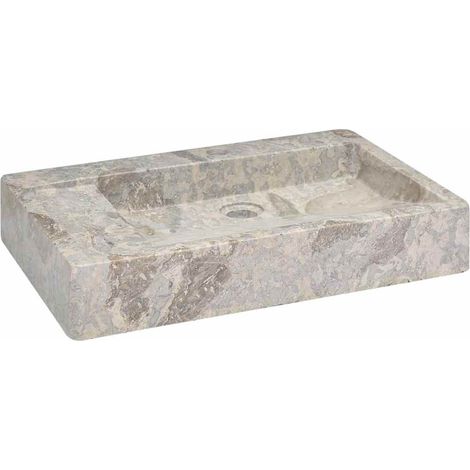 Vasque à poser Lavabo à poser pour salle de bain - Gris 58x39x10 cm Marbre BV696498 - BonneVie (1/5)