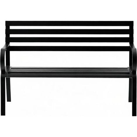 Gartenbank für den Außenbereich aus schwarzem Epoxidmetall 127 x 58 x 82 cm (1/5)