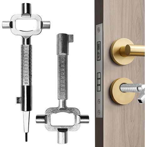 Lot de 2-pack Clé de Construction,  Clef Passe Partout Construction, Cle Passe Partout de Différentes Tailles, Clé D'architecte en Alliage de Zinc, Clé Passe Partout avec Jauge de Cylindre, Clef Carré (1/5)