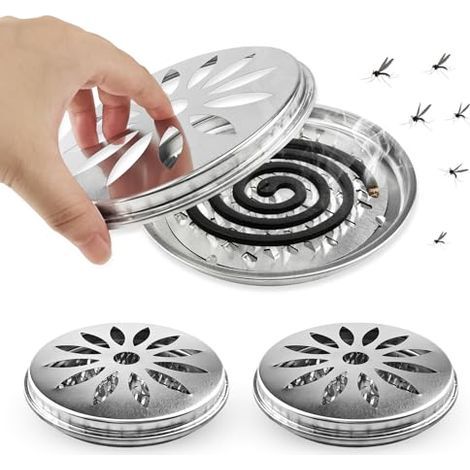 3 Pièces Support de Bobine Anti-Moustique, Porte Spirale Anti Moustique Exterieur, Acier Inoxydable Boîte à Spirales Anti-Moustiques, pour Maison, Jardin, Camping, Pêche (1/5)