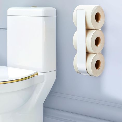 Porte-papier toilette mural blanc adhésif 2-3 rouleaux