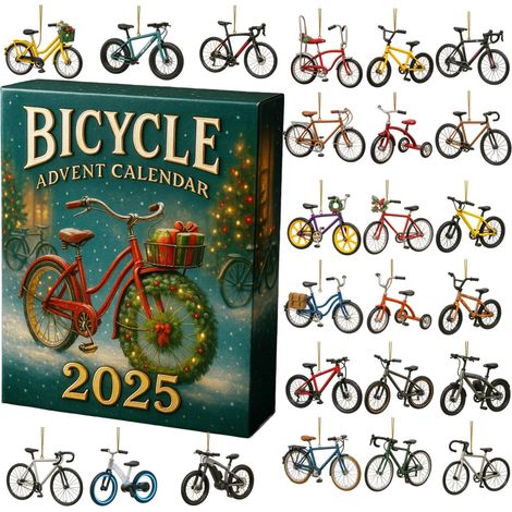 Calendrier De Lavent - Pendentifs En Acrylique Thème Vélo - Design Vintage Moderne - Boîte Cadeau Avec Figurines Miniatures De Vélos - 24 Pièces (1/3)