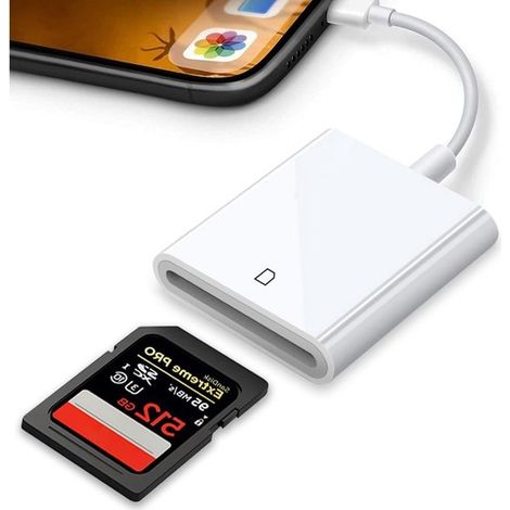 Lecteur de carte SD pour téléphone et tablette, plug and play, vitesse 20-30 Mo/s, pour importer photos et vidéos sans ordinateur, compatible iOS 9.2 à 15 (1/5)