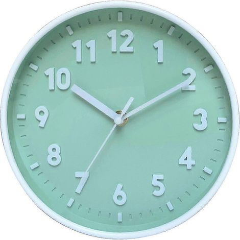 Horloge murale moderne et simple de 20 cm (8 pouces) couleur bonbon silencieuse décorative - Verte (1/5)
