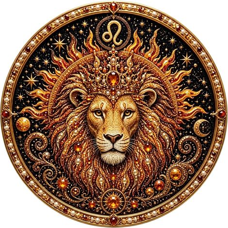 Un ensemble d'autocollants astrologiques à faire soi-même, orné de perles représentant les douze constellations, un cadeau délicat et créatif mettant en vedette la constellation du Lion. (1/5)