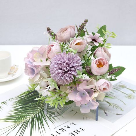 Fleur Artificielle Décoratif Tenant des Fleursins Simulation de Vent Fleur 7bin Bourgeon Boule colorée Photographie de Mariage décoration de la Maison, Violet (1/5)